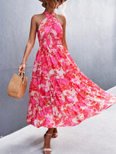 Halter Neck Floral Sleeveless Maxi Dress