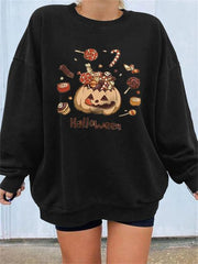 Pumpkin Skull Print Funny Halloween Sweatshirts