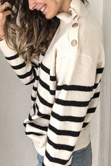 Boho Sweater, Retro Knit Cardigan, Blue Navy Stripe