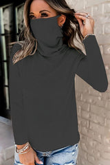 Pile Up High Collar Mask Blouse Top