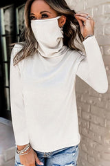 Pile Up High Collar Mask Blouse Top