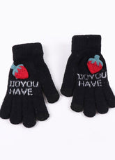 Cartoon Strawberry Pattern Gloves