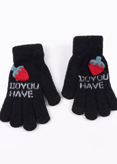 Cartoon Strawberry Pattern Gloves