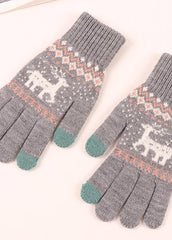 Cartoon Elk Pattern Gloves