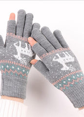 Cartoon Elk Pattern Gloves