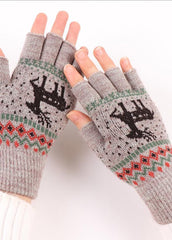 Cartoon Elk Pattern Gloves