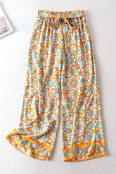Boho Pant, Hippies Pants, Palazzo Pant, Wild Floral in Indian Paisley Blue
