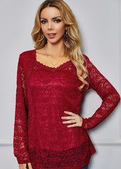 Cut Out Long Sleeve Solid Color Shirt