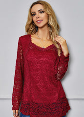 Cut Out Long Sleeve Solid Color Shirt