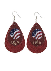 Cute Flag Day Theme Printed Flag Water Drop Earrings