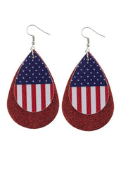 Cute Flag Day Theme Printed Flag Water Drop Earrings