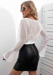Cut Out Lace Long Sleeve T-shirt