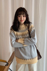 Boho Sweater, Knit Sweater, Love Milky Blue
