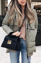 Zipper Pockets Loose Hoodie Padded Coat
