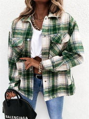 Plaid Print Autumn Women Shirt Jacket