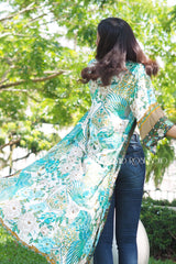 Boho Robe, Kimono Robe, Beach Cover up, Beige Flamingo