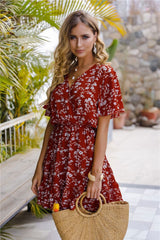 Boho Mini Dress Sundress, Red Penny