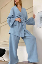 Boho Pajamas, Pajamas Sets for Women, Emily Cotton in Blue and Navy