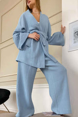 Boho Pajamas, Pajamas Sets for Women, Emily Cotton in Blue and Navy