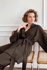 Boho Pajamas, Pajamas Sets for Women, Emily Cotton in Green, Brown and Gray