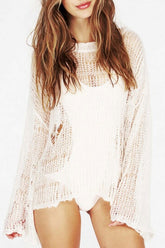Boho Sweater, Knit Sweater, Sexy Her Me in White