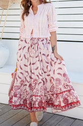 Boho Skirt, Hippie Skirts, Maxi Skirt, Feather in Pink
