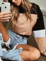 Round Neck Solid Short Sweater