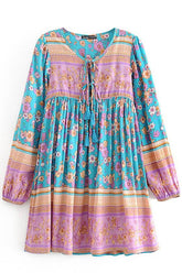 Boho Mini Dress Daisy Mind in Blue
