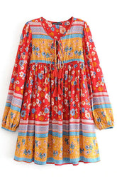 Boho Mini Dress Daisy Mind in Red