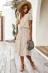 Boho Midi Dress, Sundress, Quinn Polka Dot in White