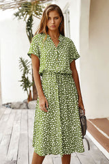 Boho Midi Dress, Sundress, Quinn Polka Dot in Green and Navy Blue