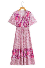 Boho Maxi Dress - Sundress - Sierra Cherry - Bohemian Style - Flowy Summer Dress - Vibrant Print