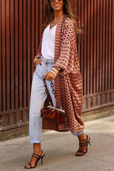 Digital Print Long Sleeve Cardigan Coat