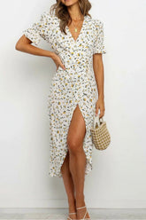 Boho Midi Dress, Sundress, White Flower Child