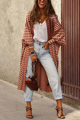 Digital Print Long Sleeve Cardigan Coat
