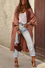 Digital Print Long Sleeve Cardigan Coat