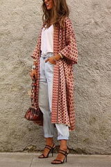 Digital Print Long Sleeve Cardigan Coat