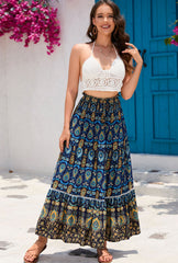 Boho Maxi Skirt - Hippie Style in Red Peacock