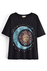 Boho t Shirts, Vintage t Shirt, Black Moon and Sun