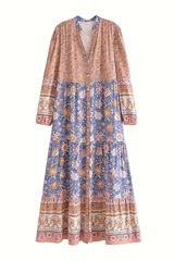 Maxi Dress, Boho Gown Dress, Scilla Elise in Pink and Blue