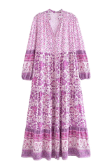 Maxi Dress, Boho Gown Dress, Scilla Elise in Pink and Blue