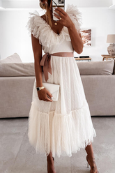 My Dearest Darling Swiss Dot Tiered Midi Dress