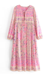 Gown Dress, Boho Maxi Dress, Loose Dress, Pink Spring Rosy