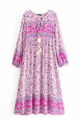 Gown Dress, Boho Maxi Dress, Loose Dress, Vintage in Pink