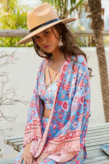 Boho Robe, Kimono Robe, Beach Cover up, Short Robe, Claire in White, Green, Blue