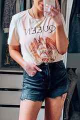 Raw Edge High Waist Denim Shorts
