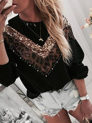 Round Neck Print Casual Sweatshirt