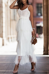Type of Elegance Crochet Tulle Maxi Dress