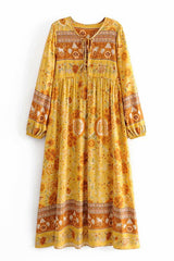 Gown Dress, Boho Maxi Dress, Loose Dress, Yellow Golden Celebration Rose