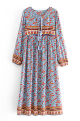 Gown Dress, Boho Maxi Dress, Loose Dress, Winter Gypso in Blue